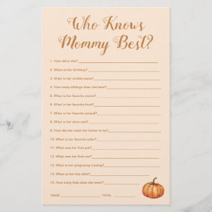 Pumpkin Fall Baby Shower Who Knows Mummy Best Game