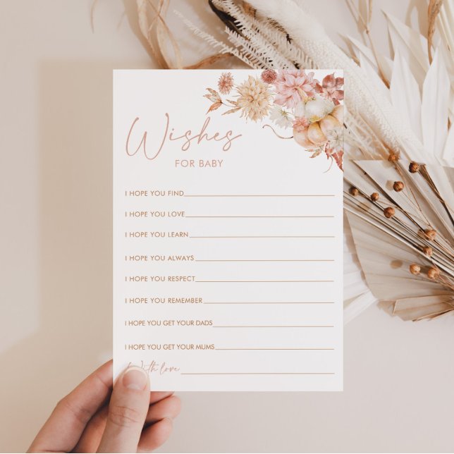 Pumpkin Fall Baby Shower Wishes for Baby Card (Wishes for Baby | Pumpkin Baby Shower )