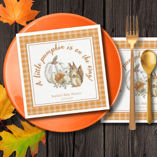 Pumpkin Fall Baby Shower with Cute Squirrel Napkin