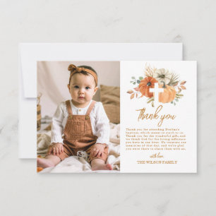 Pumpkin Fall Baptism Photo Thank You Card