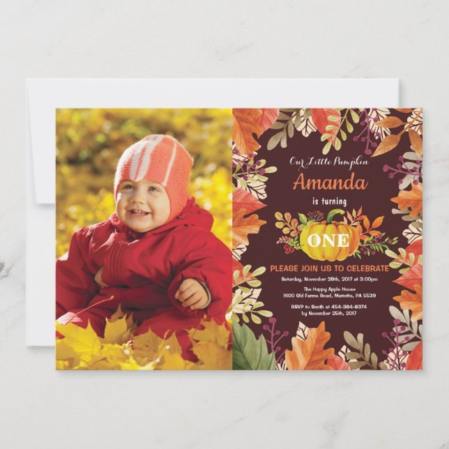 Pumpkin Fall Birthday Invitation (Front)