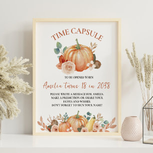 Pumpkin Fall Birthday Party Time Capsule Sign