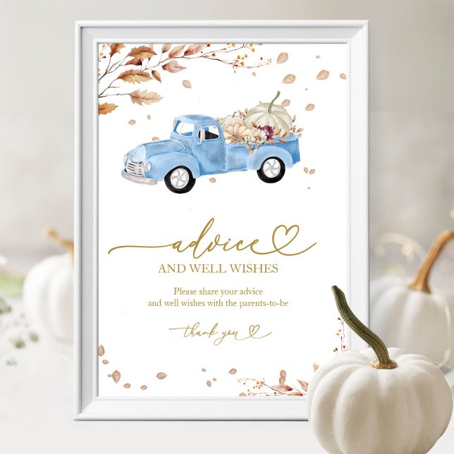 Pumpkin Fall Boy Baby Shower Advice & Wishes Sign (Creator Uploaded)