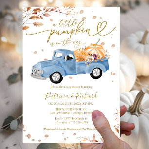 Pumpkin Fall Boy Baby Shower Budget Invitation Flyer