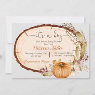 Pumpkin Fall Boy Baby Shower Invitation