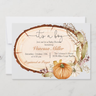 Pumpkin Fall Boy Baby Shower Invitation