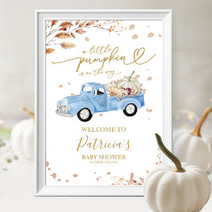 Pumpkin Fall Boy Baby Shower Welcome Sign