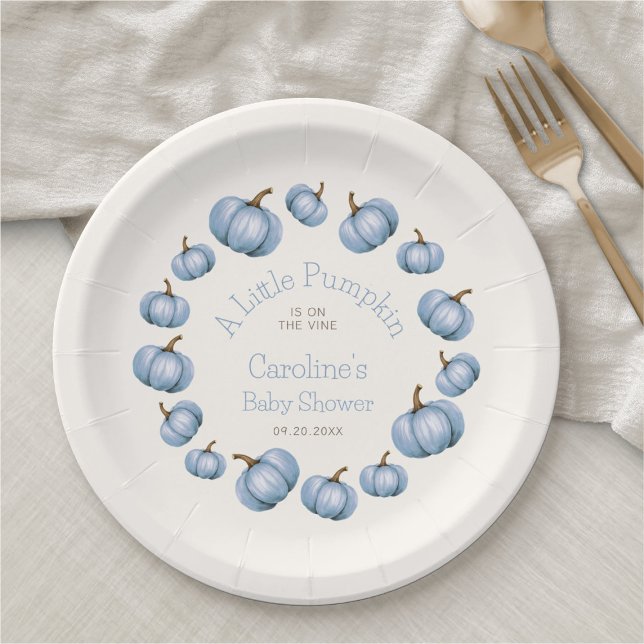 Pumpkin Fall Boy Shower Birthday Paper Plate (Creator Uploaded)