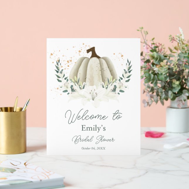 Pumpkin Fall Bridal Shower Acrylic Welcome Sign (Wedding)