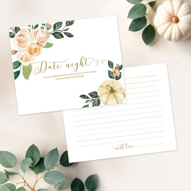Pumpkin Fall Bridal Shower Date Night Card (Creator Uploaded)