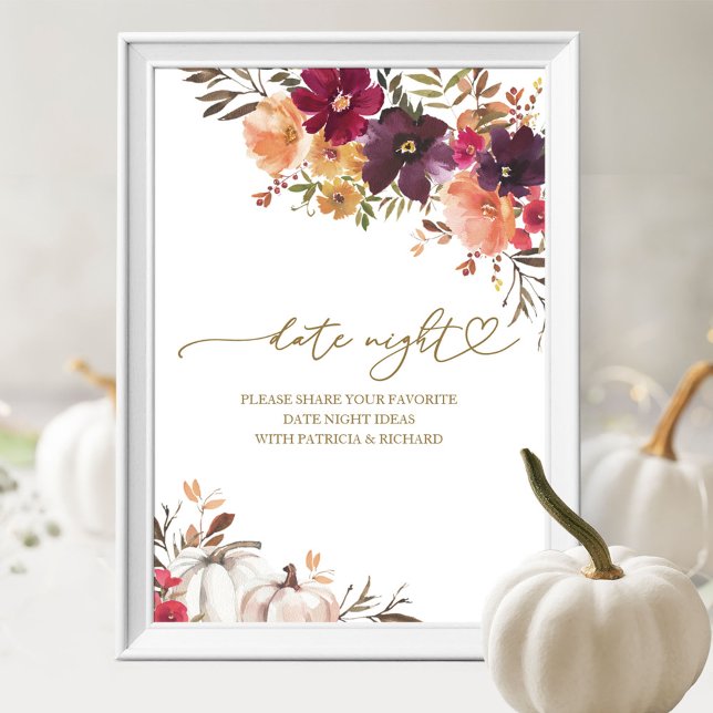 Pumpkin Fall Bridal Shower Date Night Jar Sign (Creator Uploaded)