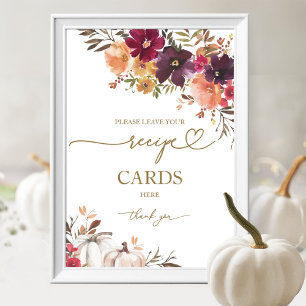 Pumpkin Fall Bridal Shower Recipe Card Sign