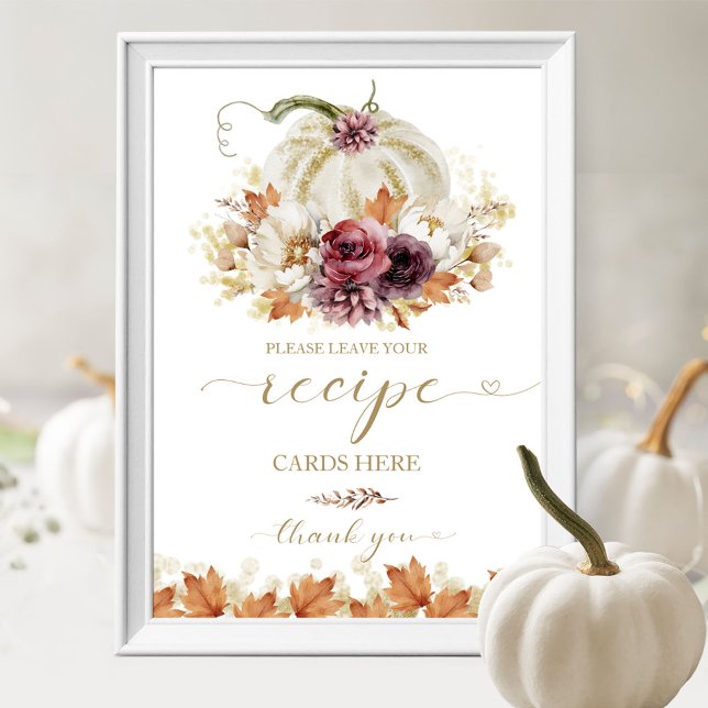 Pumpkin Fall Bridal Shower Recipe Card Sign (Creator Uploaded)