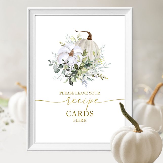 Pumpkin Fall Bridal Shower Recipe Cards Sign (Creator Uploaded)