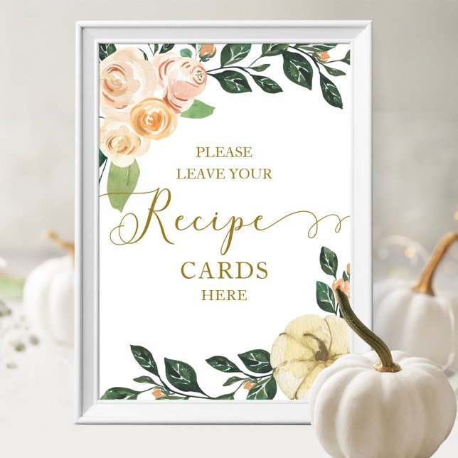 Pumpkin Fall Bridal Shower Recipe Cards Sign (Creator Uploaded)