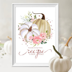 Pumpkin Fall Bridal Shower Recipe Cards Sign