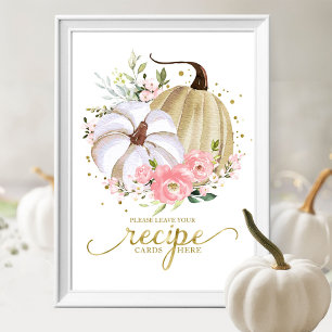 Pumpkin Fall Bridal Shower Recipe Cards Sign