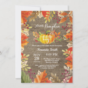 Pumpkin Fall Burlap Baby Shower Invitation