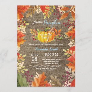 Pumpkin Fall Burlap Boy Baby Shower Invitation