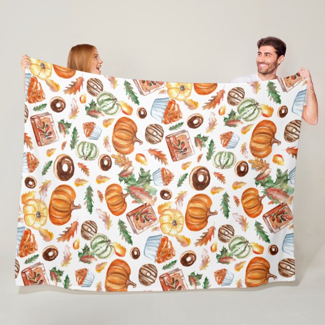 Pumpkin fall collage candy treats collage fleece blanket (In Situ)