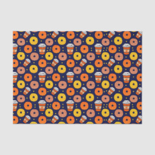 Pumpkin Fall Doughnuts & Coffee Thanksgiving Blue Tissue Paper
