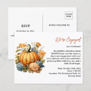 Pumpkin Fall Engagement Party Invitation Postcard