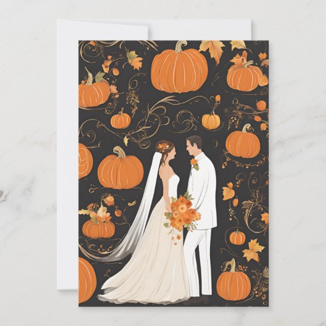 pumpkin fall engagement party invitations (Front)