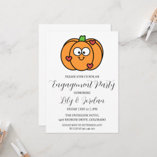 pumpkin fall engagement party invitations