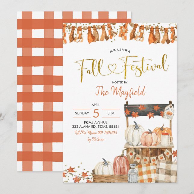 Pumpkin Fall Festival Invitation (Front/Back)