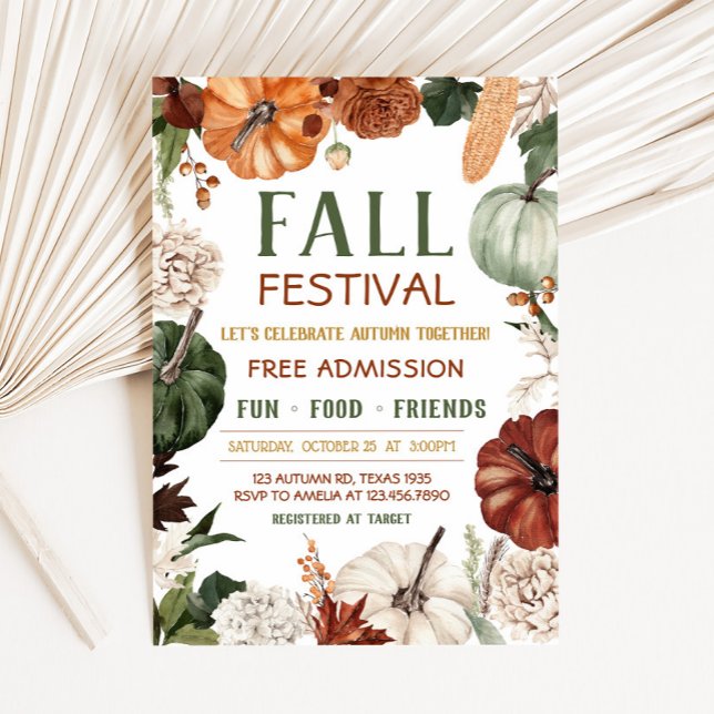 Pumpkin Fall Festival Party Invitation (Pumpkin Harvest Fall Festival Party Invitation
)