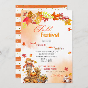 Pumpkin Fall Festival Watercolor Invitation