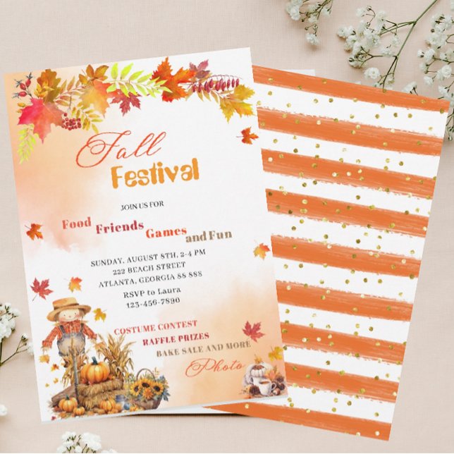 Pumpkin Fall Festival Watercolor Invitation (Creator Uploaded)