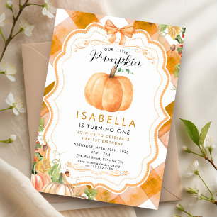 Pumpkin Fall First 1st 2nd 3rd 4th 5th Birthday Invitation