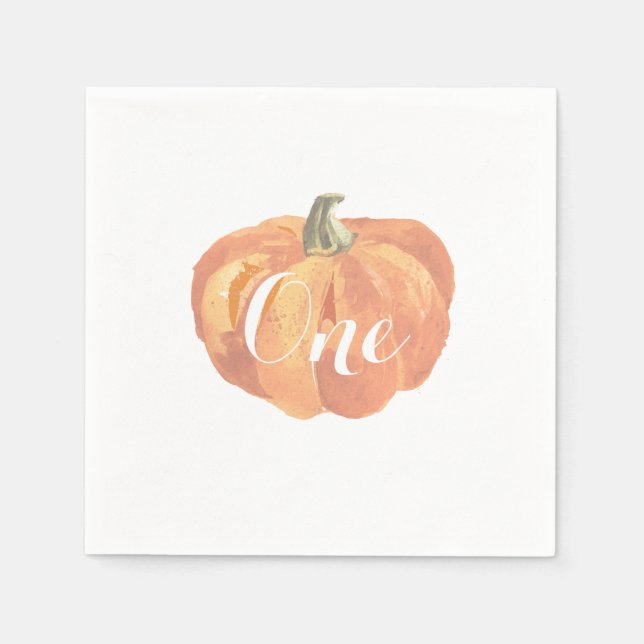Pumpkin Fall First Birthday Party Napkin (Front)
