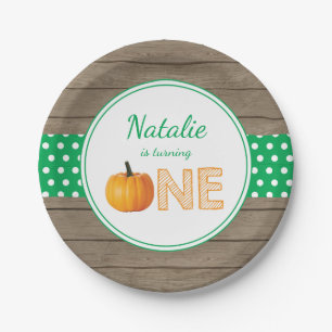 Pumpkin Fall First Birthday Party Paper Plates