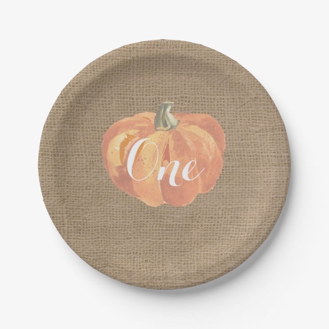 Pumpkin Fall First Birthday Party Paper Plates (Front)