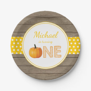 Pumpkin Fall First Birthday Party Paper Plates