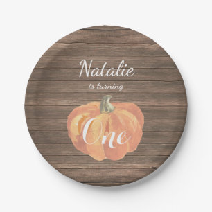 Pumpkin Fall First Birthday Party Paper Plates