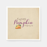 Pumpkin Fall First Birthday Party Purple Napkin