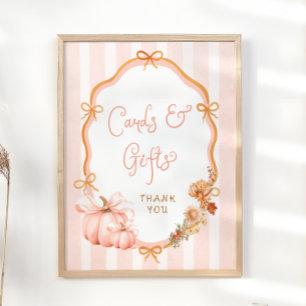 Pumpkin Fall Floral Baby Shower Cards and Gifts Poster