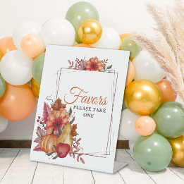 Pumpkin Fall Floral Baby Shower Favours Pedestal Sign