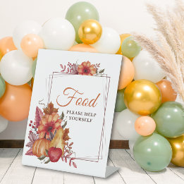 Pumpkin Fall Floral Baby Shower Food Pedestal Sign