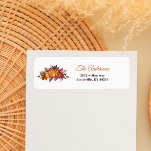 Pumpkin Fall Floral Baby Shower return address 