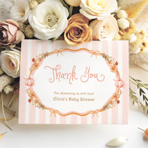 Pumpkin Fall Floral Baby Shower Thank You Card
