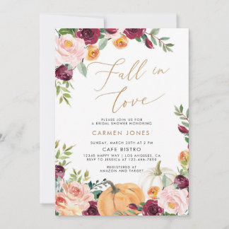 Pumpkin Fall Floral Bridal Shower Invitation