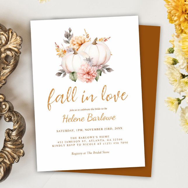 Pumpkin Fall Floral Bridal Shower Invitation (Pumpkin Fall Floral Bridal Shower Invitation)