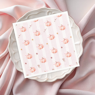 Pumpkin Fall Floral Girl Baby Shower Napkin