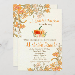Pumpkin Fall Floral Rustic Baby Shower invitation