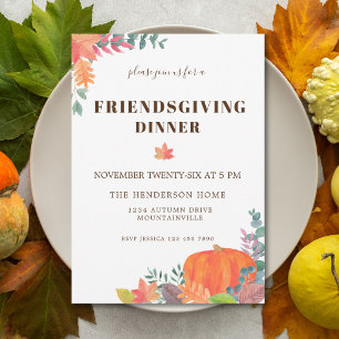 Pumpkin Fall Foliage Friendsgiving Dinner Invitation