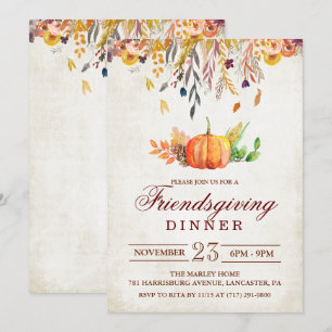Pumpkin Fall Friendsgiving Dinner Invitation